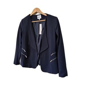 Jules & Leopold Navy Blazer Jacket Size Small NWT Women’s Open Front Zip Detail